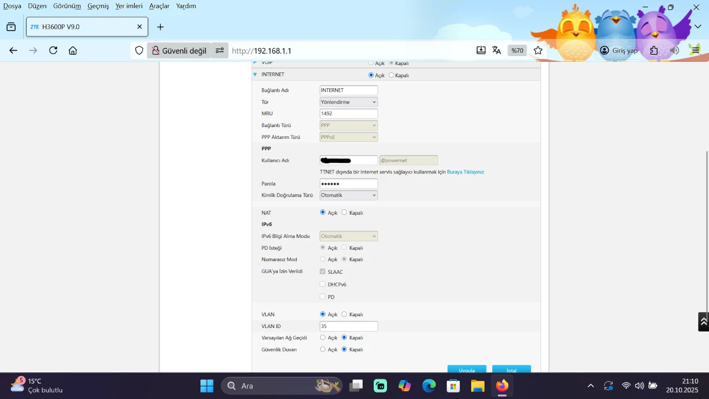 やのんページ ZTE Modem (Router) DNS Ayarları Yapılandırma Rehberi - ZXHN H3600p