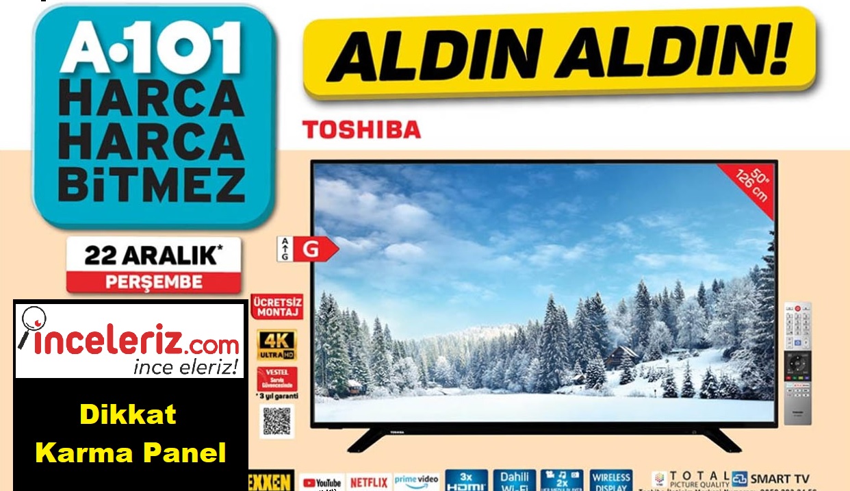 A101 Toshiba 50UL2163DT Panel Teknik Özellikleri
