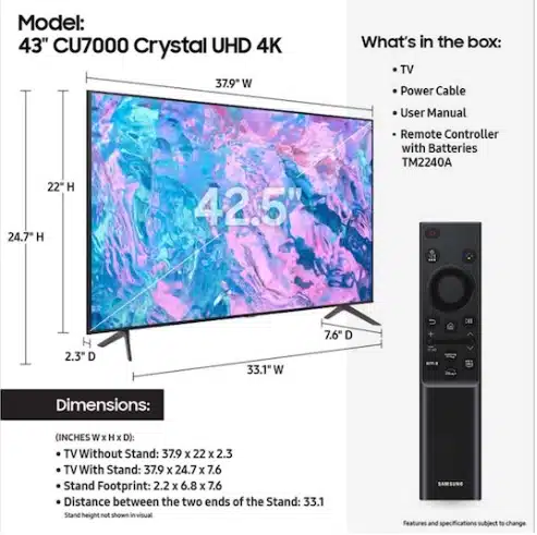SAMSUNG 43CU7000 Panel Üreticisi ve Özellikleri